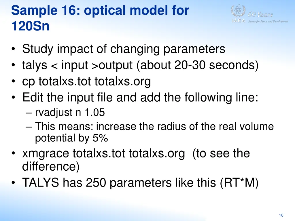 sample 16 optical model for 120sn