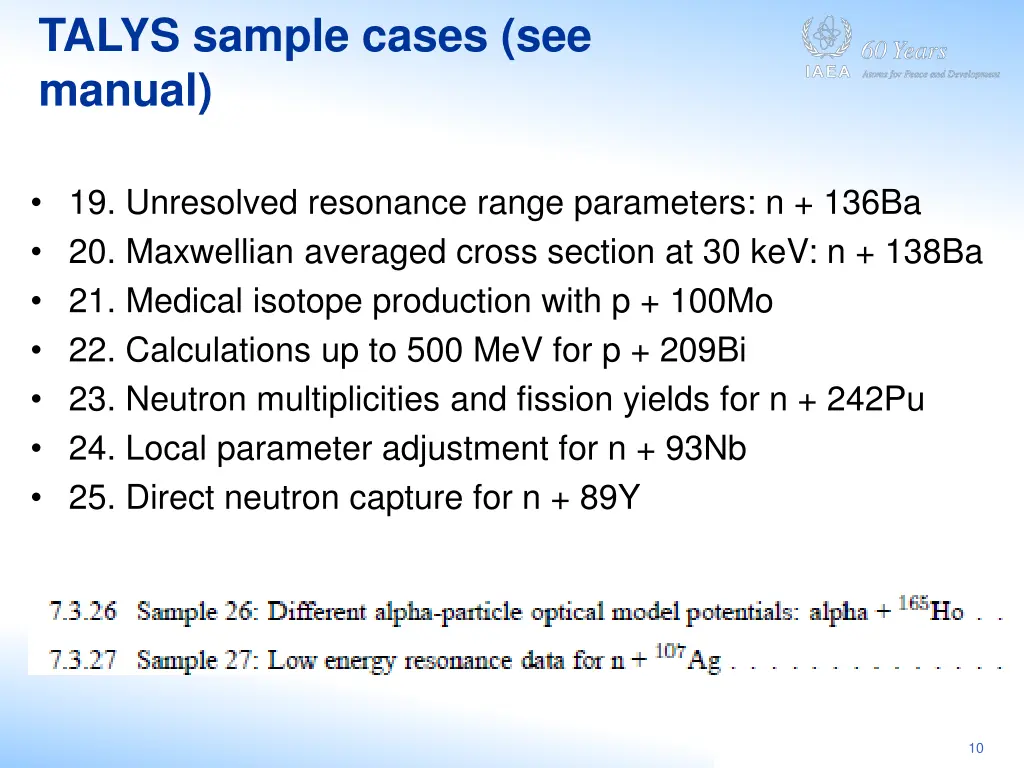 talys sample cases see manual 3