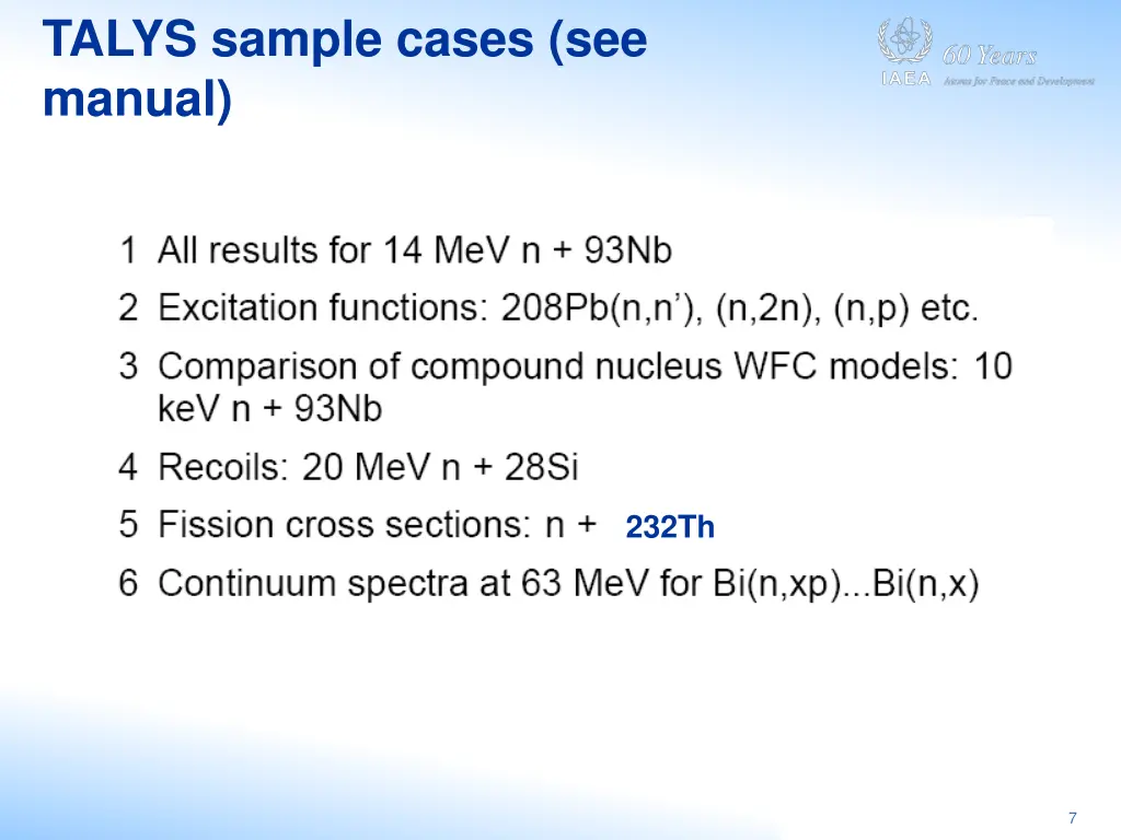 talys sample cases see manual