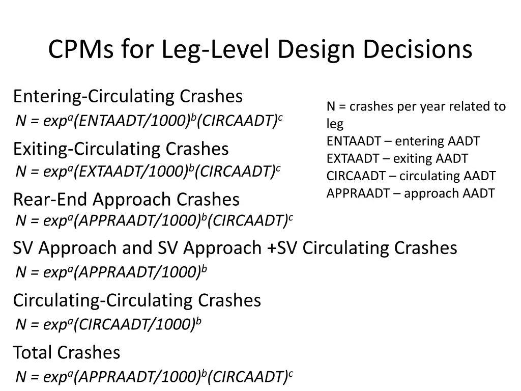 cpms for leg level design decisions 1