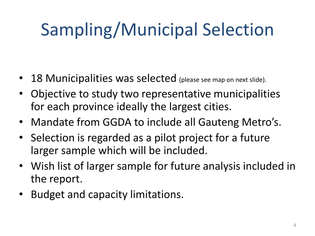 sampling municipal selection