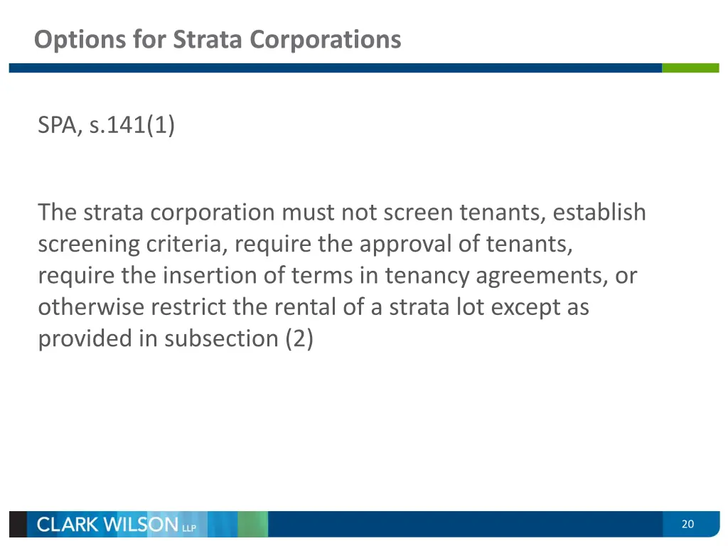 options for strata corporations 1