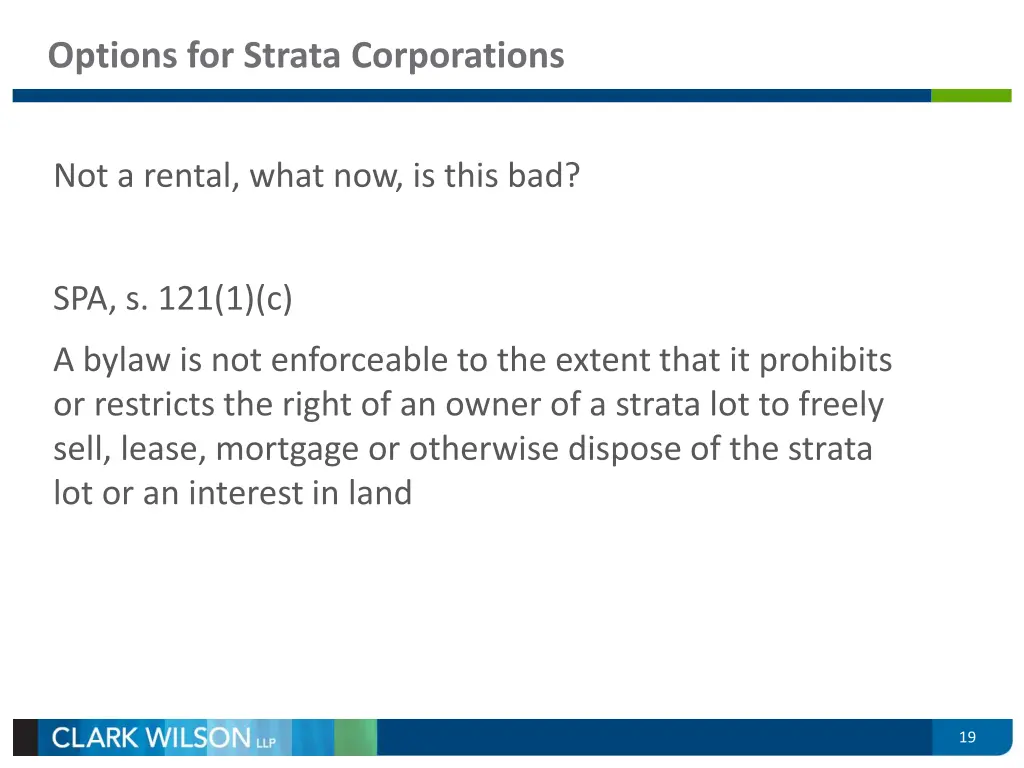 options for strata corporations