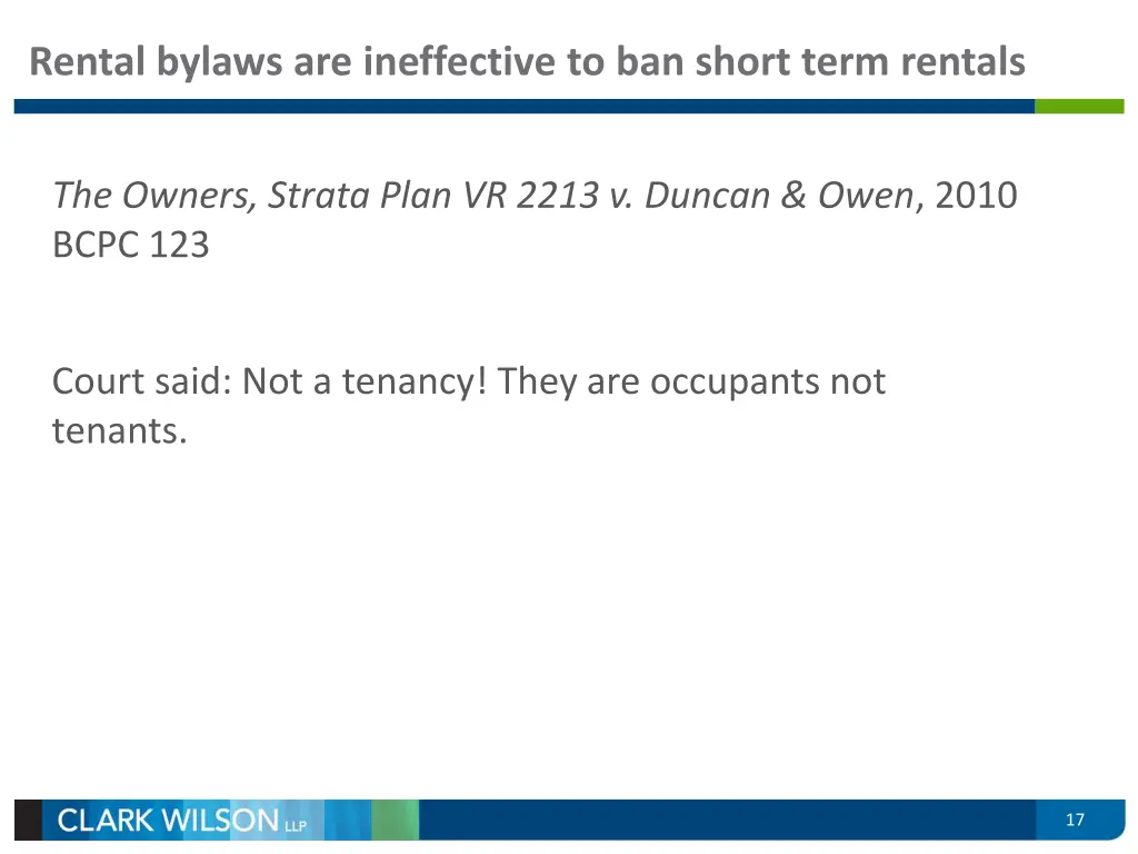 rental bylaws are ineffective to ban short term 1