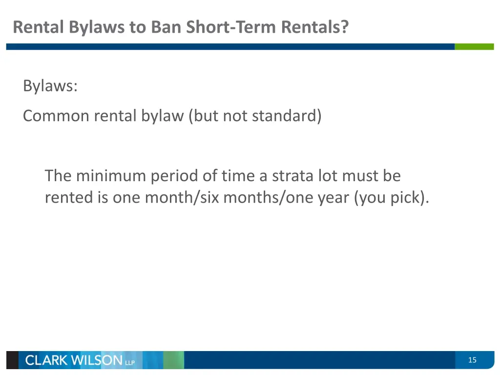 rental bylaws to ban short term rentals