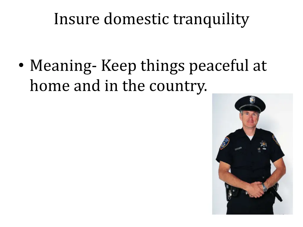 insure domestic tranquility