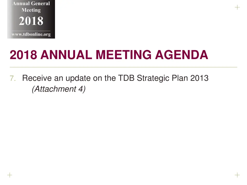 annual general meeting 2018 www tdbonline org 17