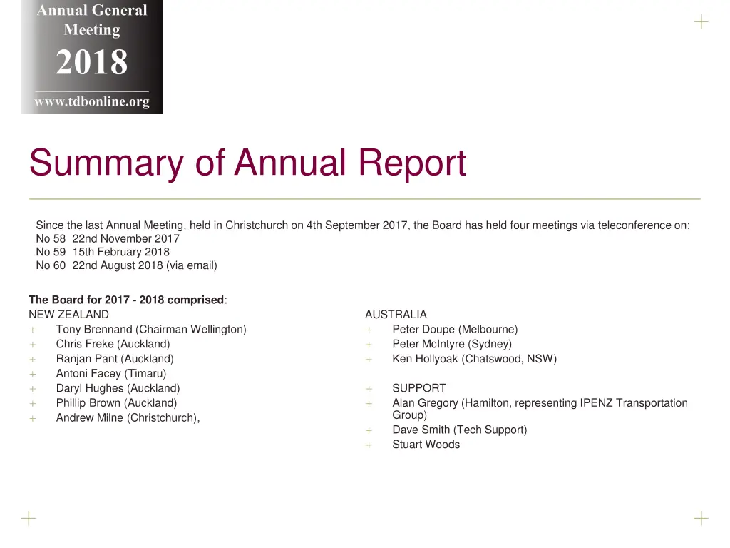 annual general meeting 2018 www tdbonline org 9