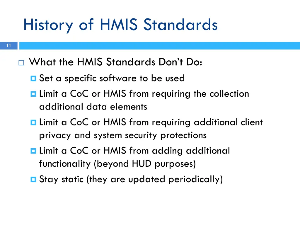 history of hmis standards 1