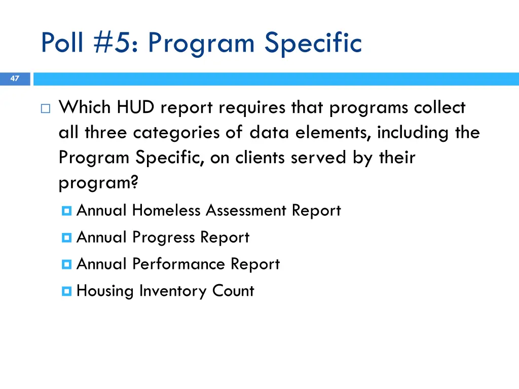 poll 5 program specific