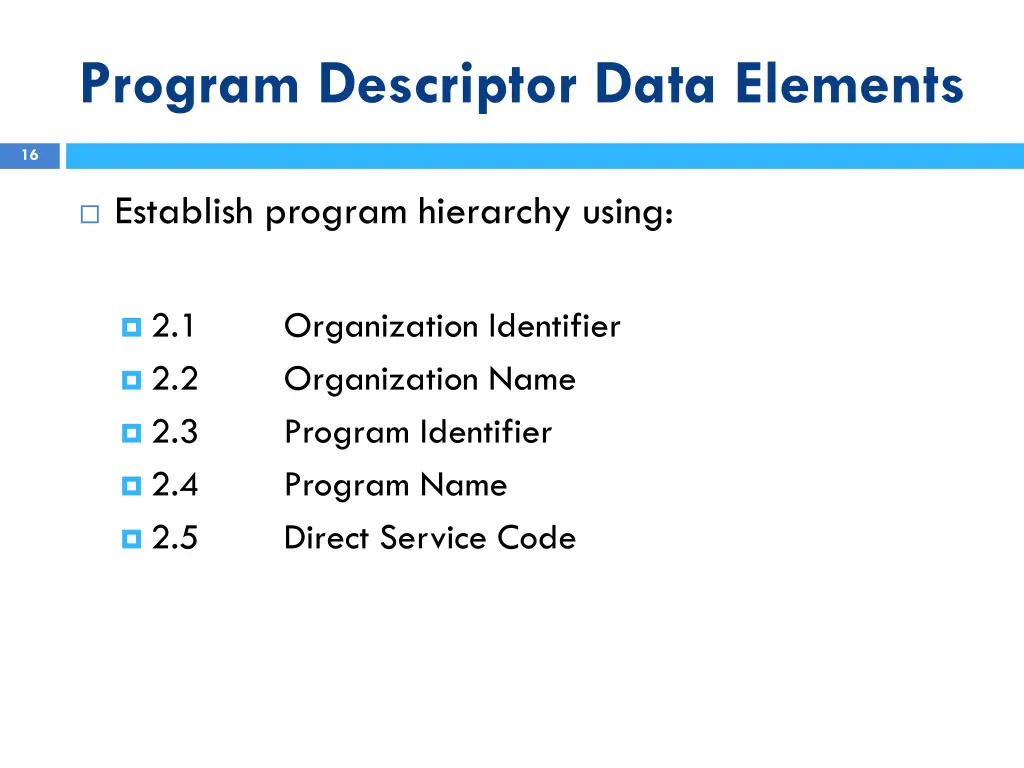 program descriptor data elements 1