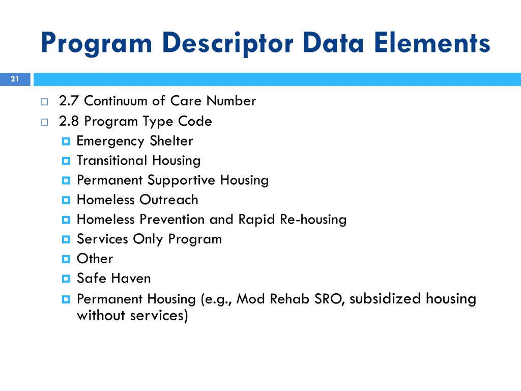 program descriptor data elements 5