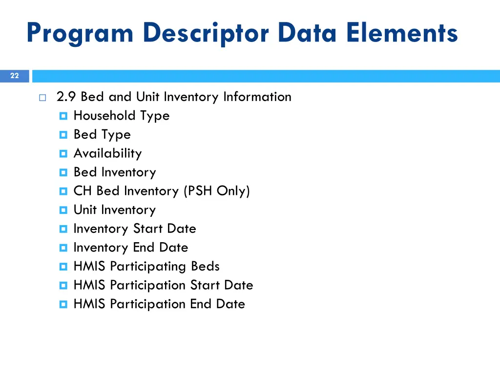 program descriptor data elements 6