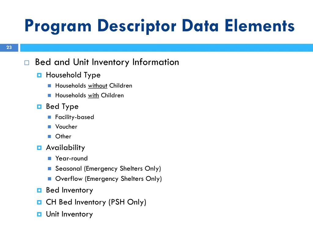 program descriptor data elements 7