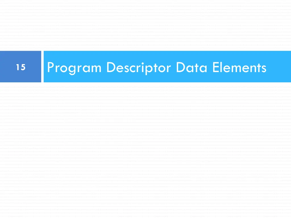 program descriptor data elements