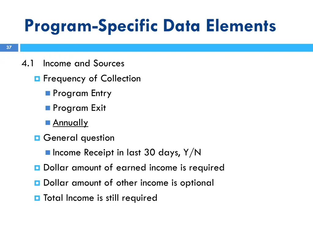 program specific data elements 1