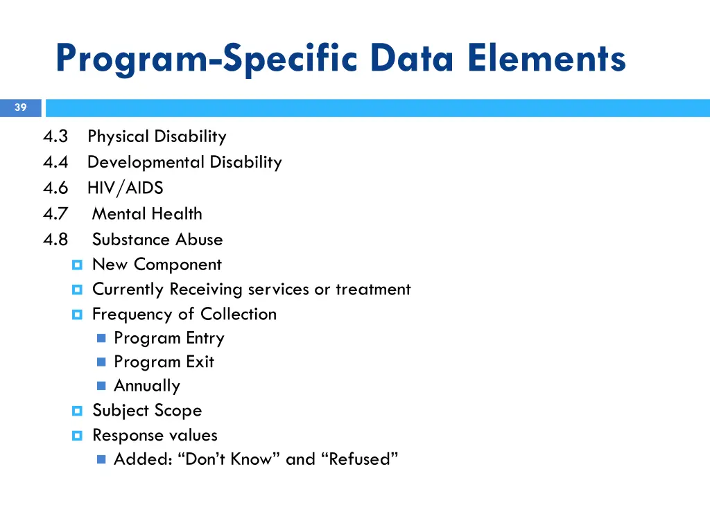 program specific data elements 3