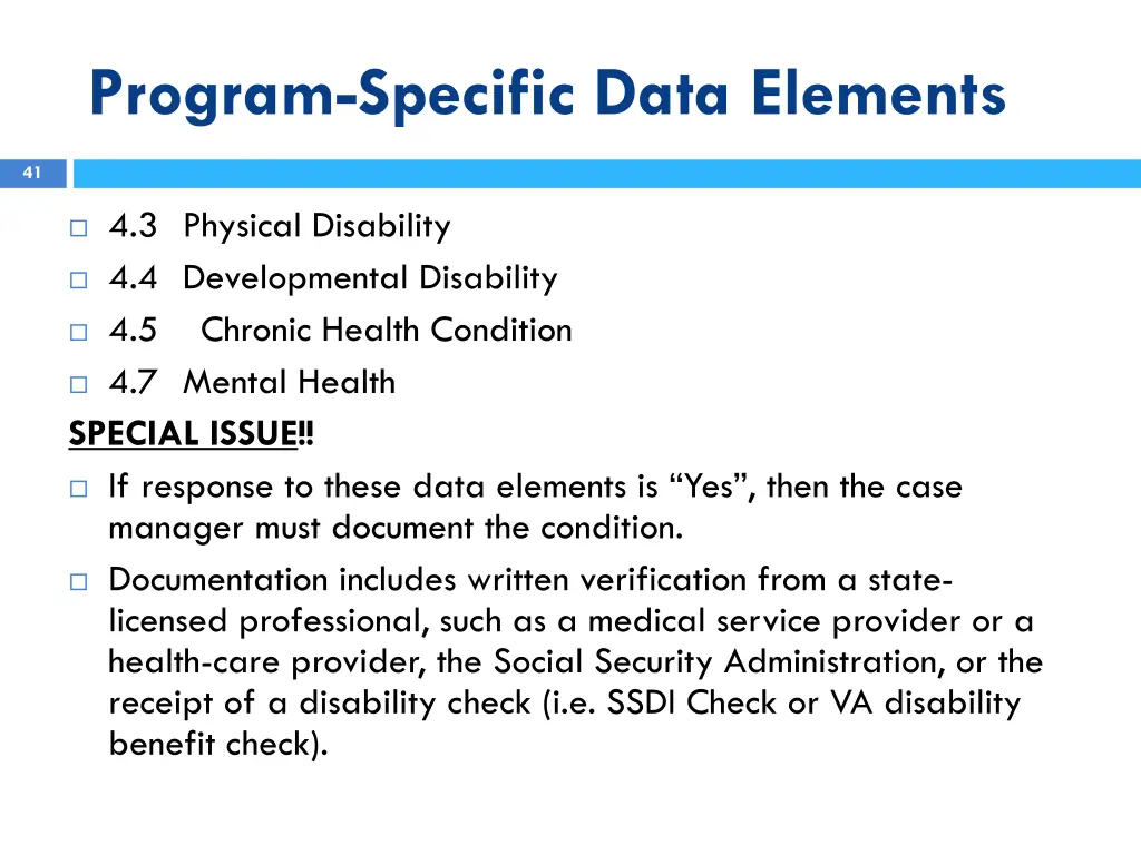 program specific data elements 5