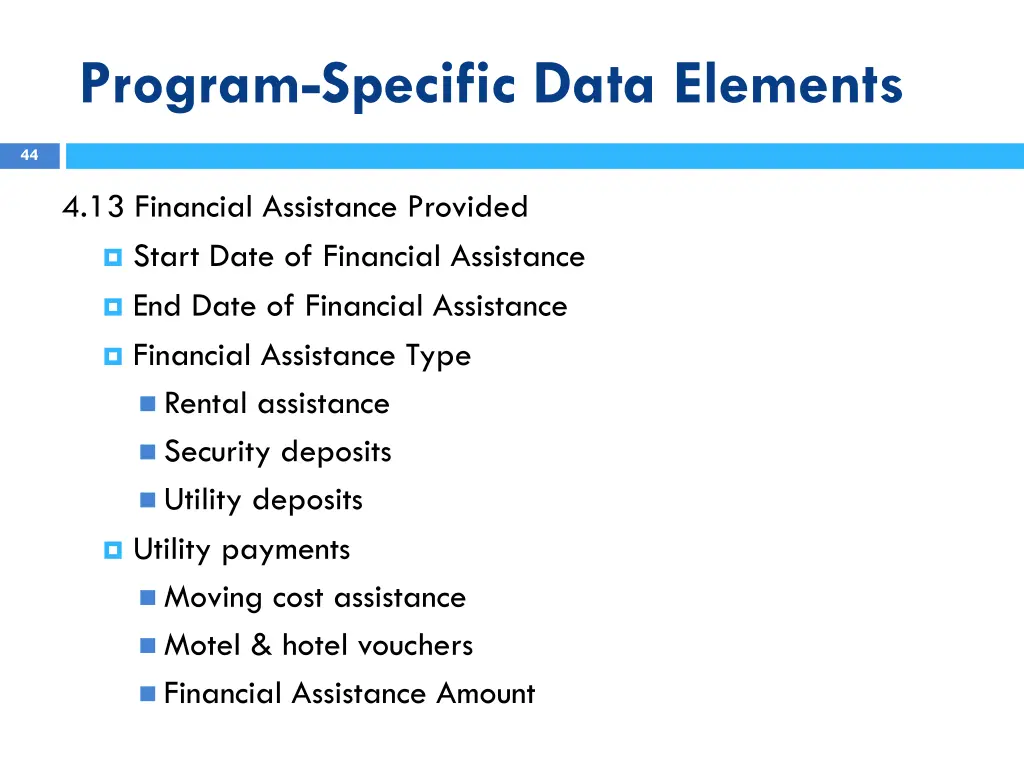 program specific data elements 8