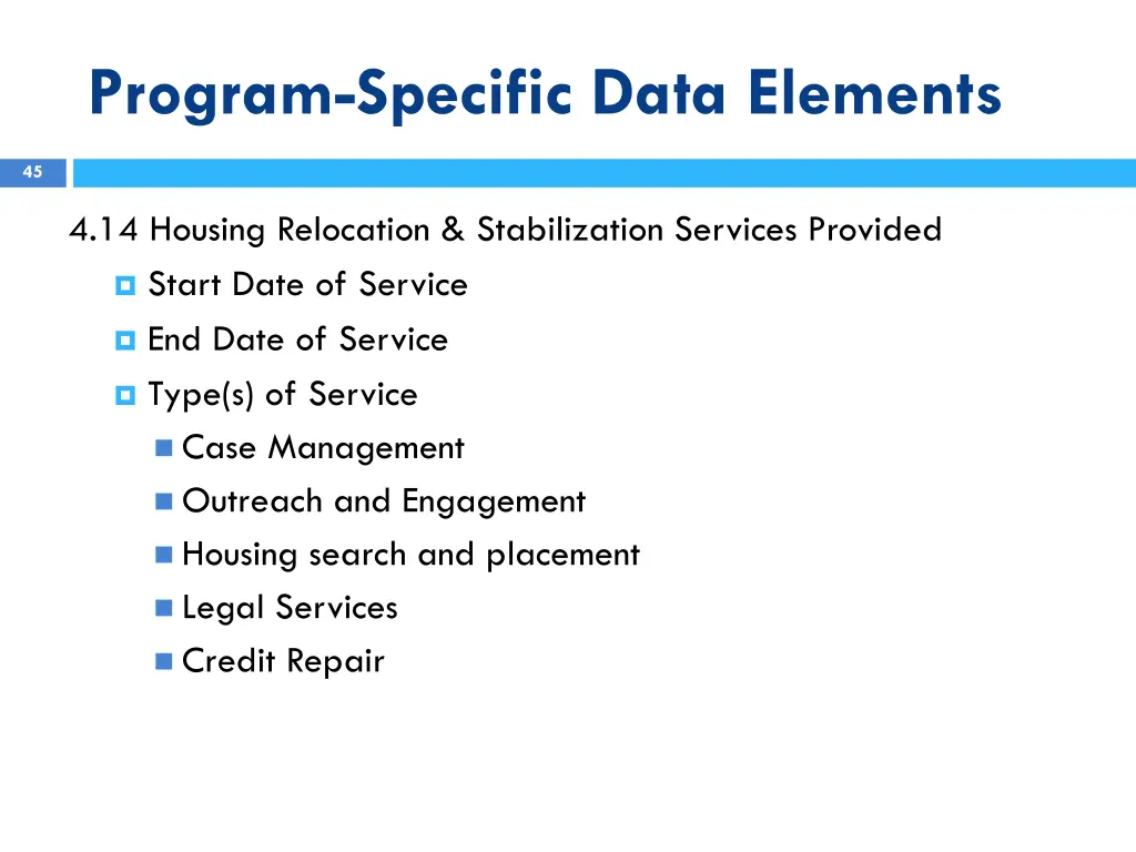 program specific data elements 9