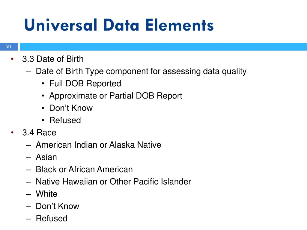 universal data elements 3