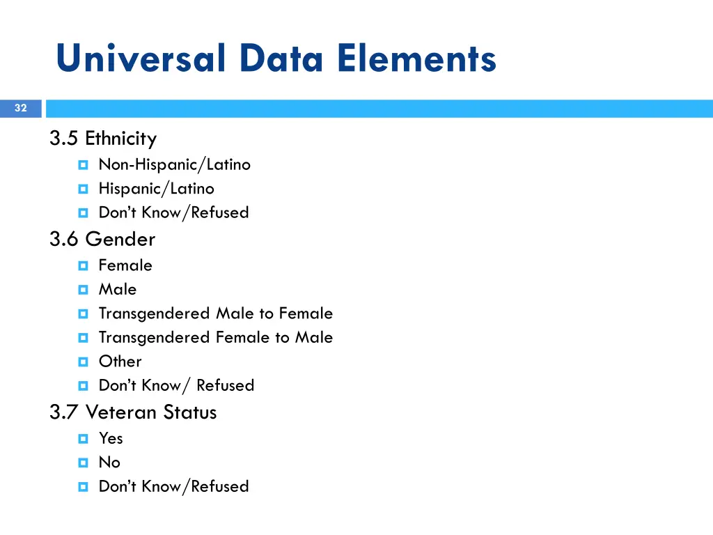 universal data elements 4