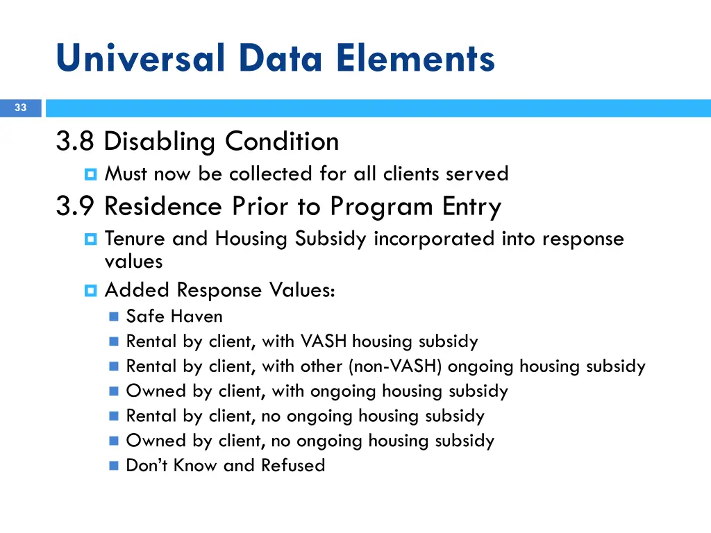 universal data elements 5