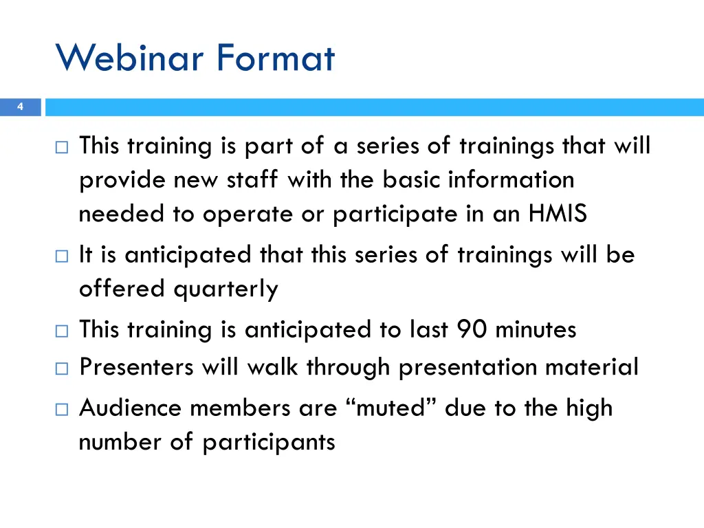 webinar format