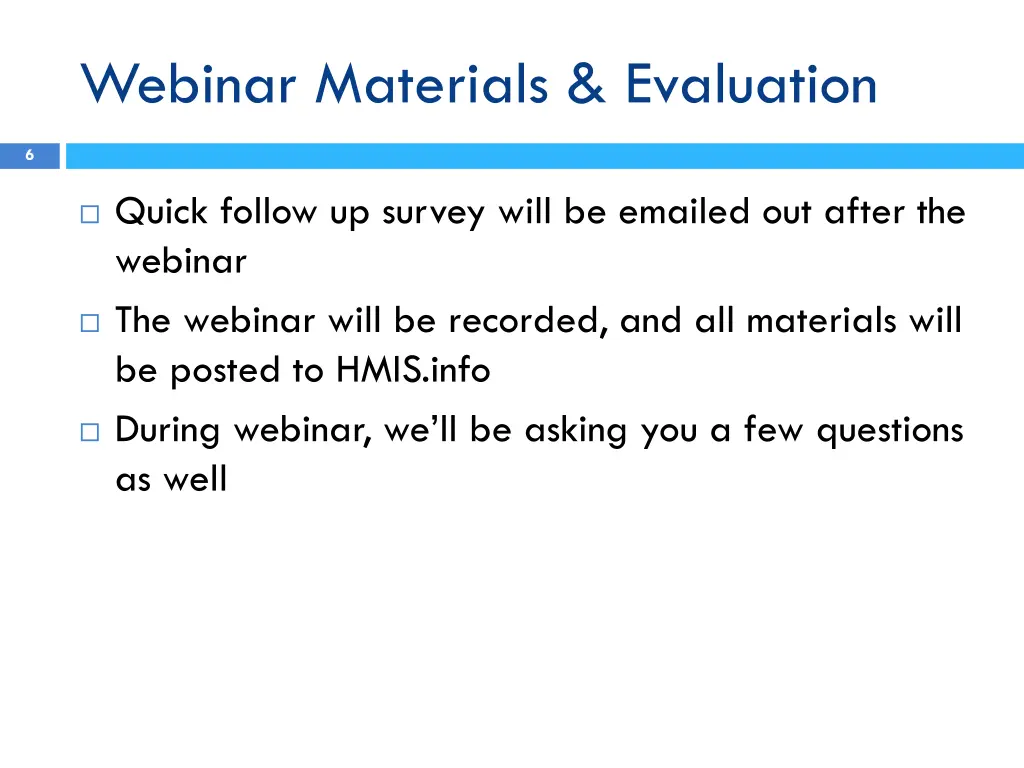 webinar materials evaluation