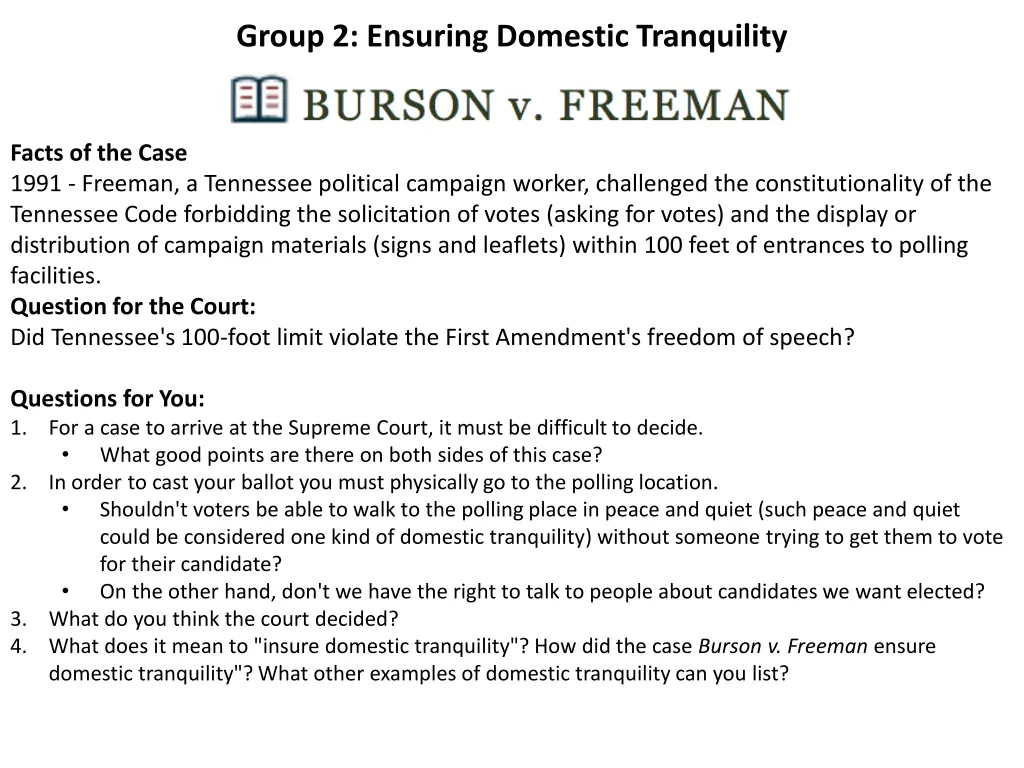 group 2 ensuring domestic tranquility