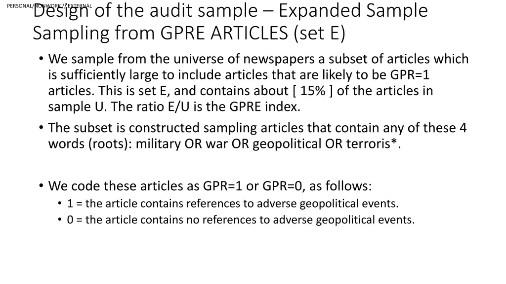 personal nonwork external design of the audit 1