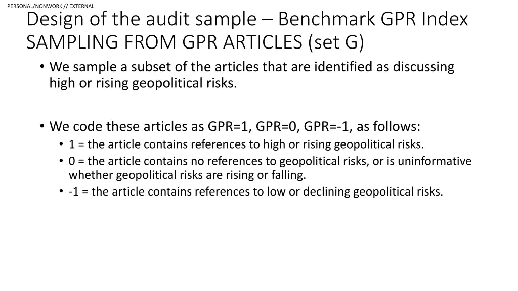 personal nonwork external design of the audit