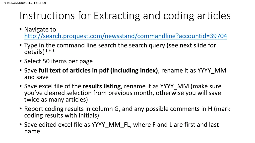 personal nonwork external instructions 1