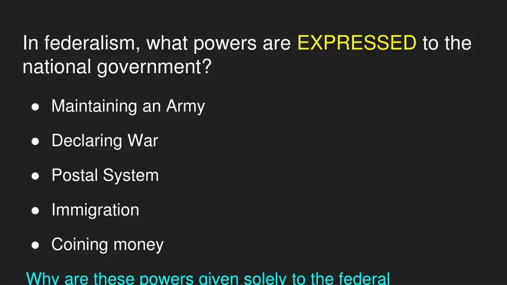 in federalism what powers are expressed