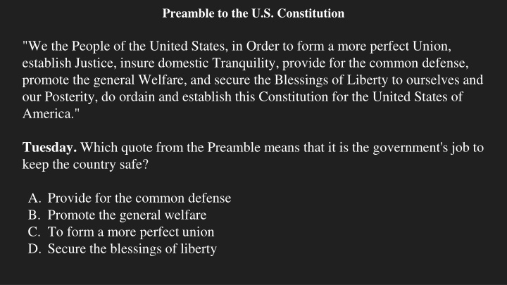 preamble to the u s constitution