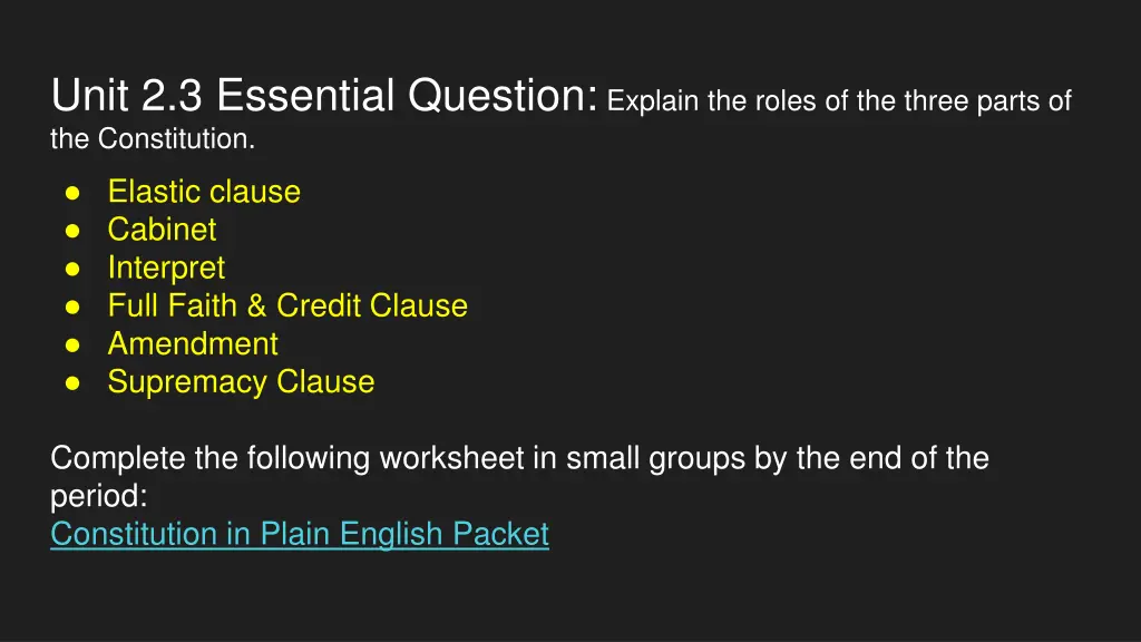 unit 2 3 essential question explain the roles