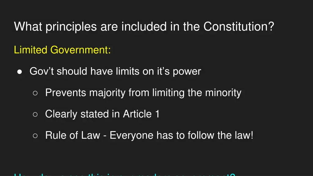 what principles are included in the constitution 1