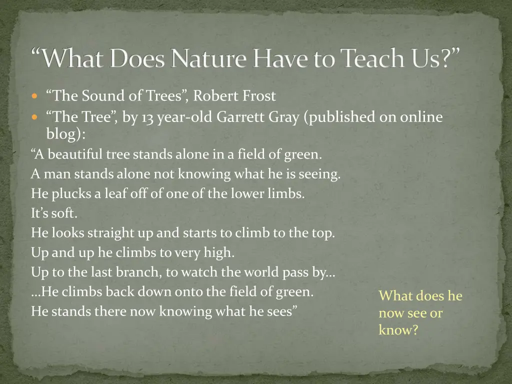 what does nature have to teach us