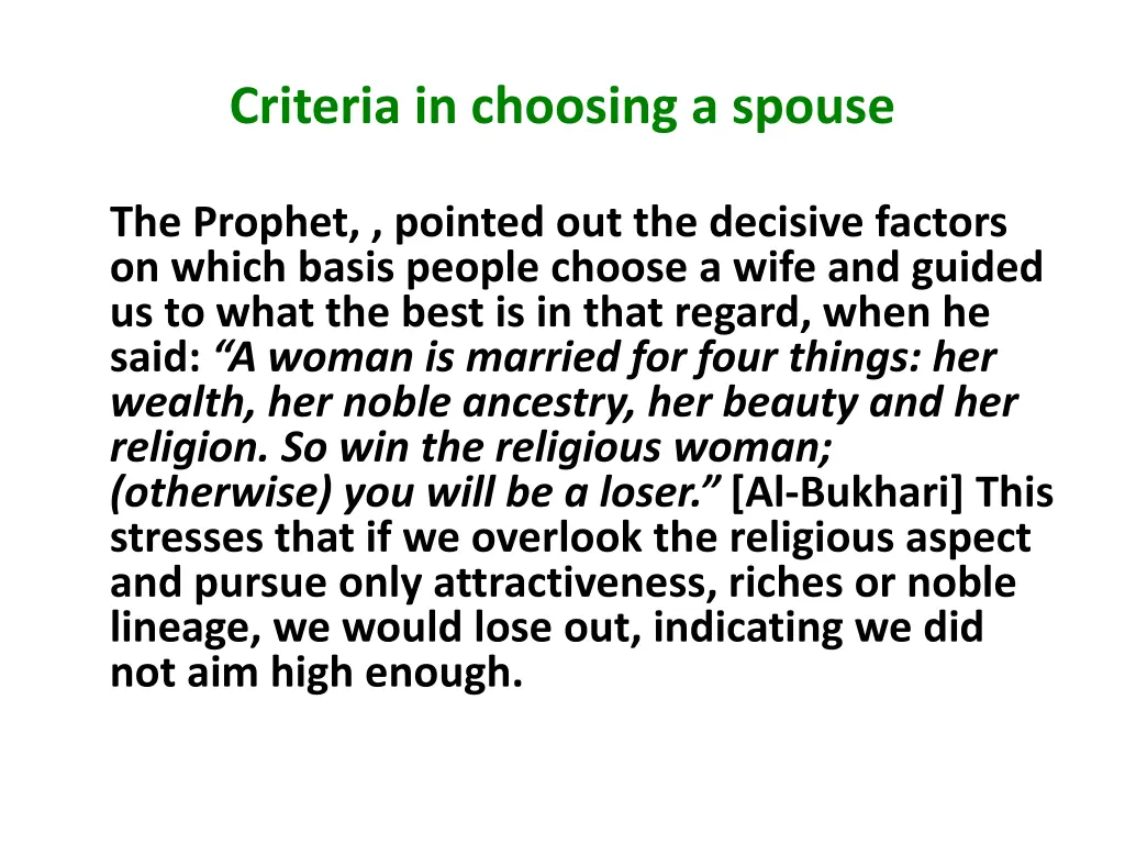 criteria in choosing a spouse