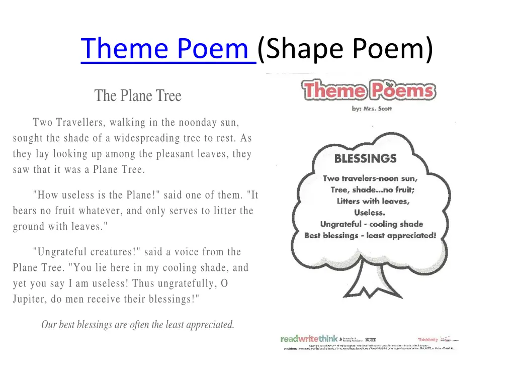 theme poem shape poem