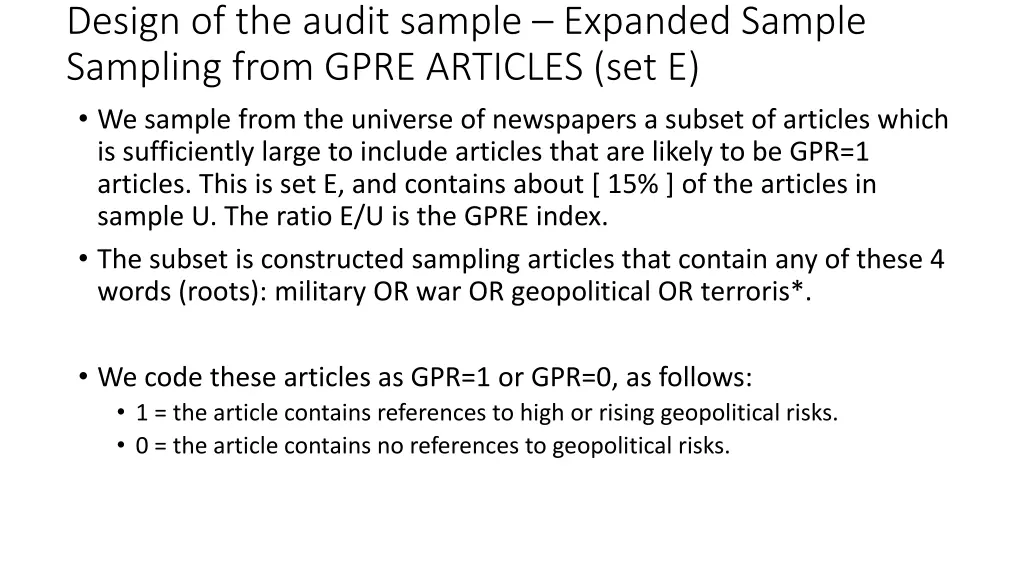 design of the audit sample expanded sample