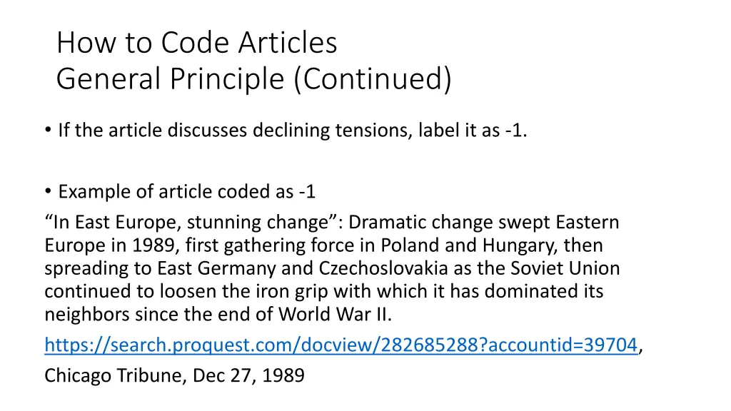 how to code articles general principle continued