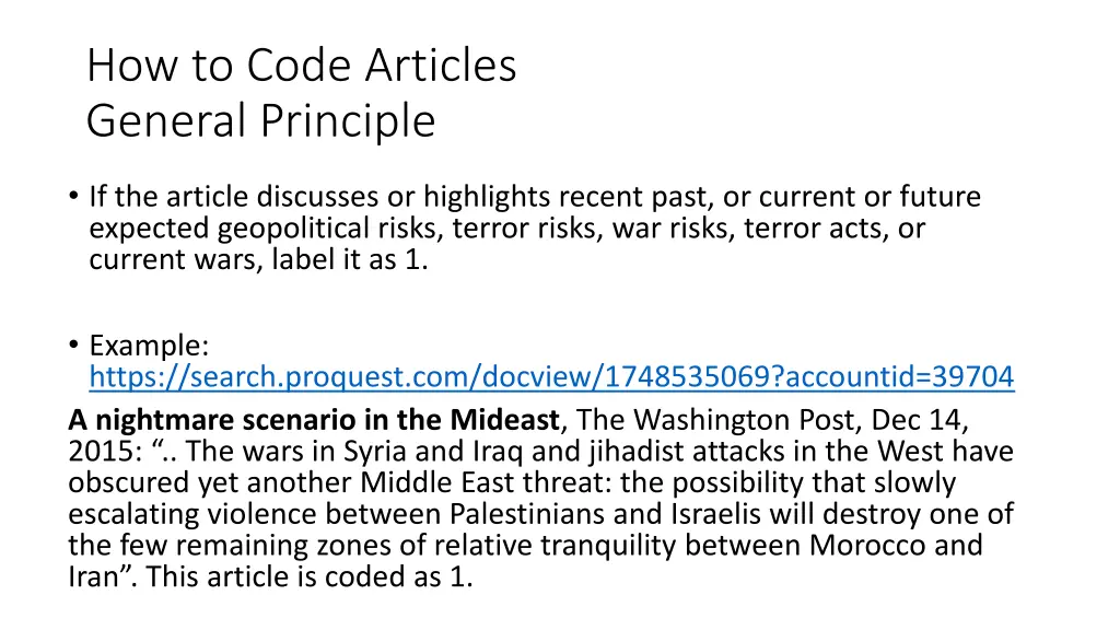 how to code articles general principle