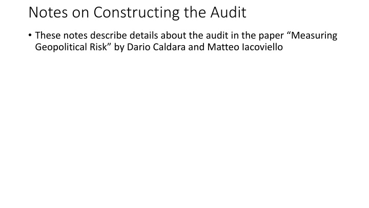 notes on constructing the audit