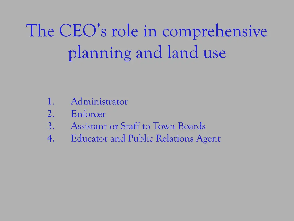 the ceo s role in comprehensive planning and land