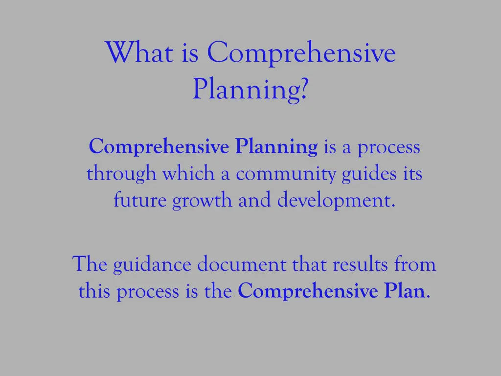 what is comprehensive planning