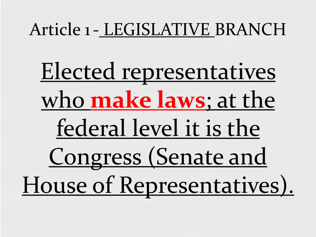 article 1 legislative branch