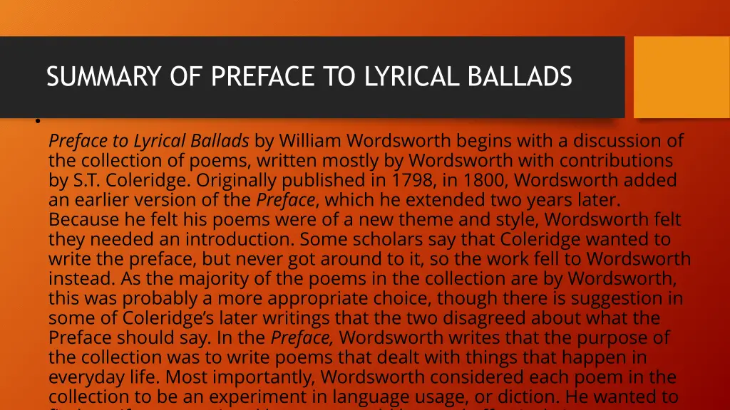 summary of preface to lyrical ballads