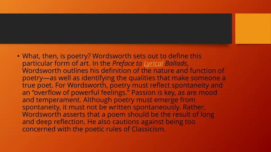 what then is poetry wordsworth sets out to define