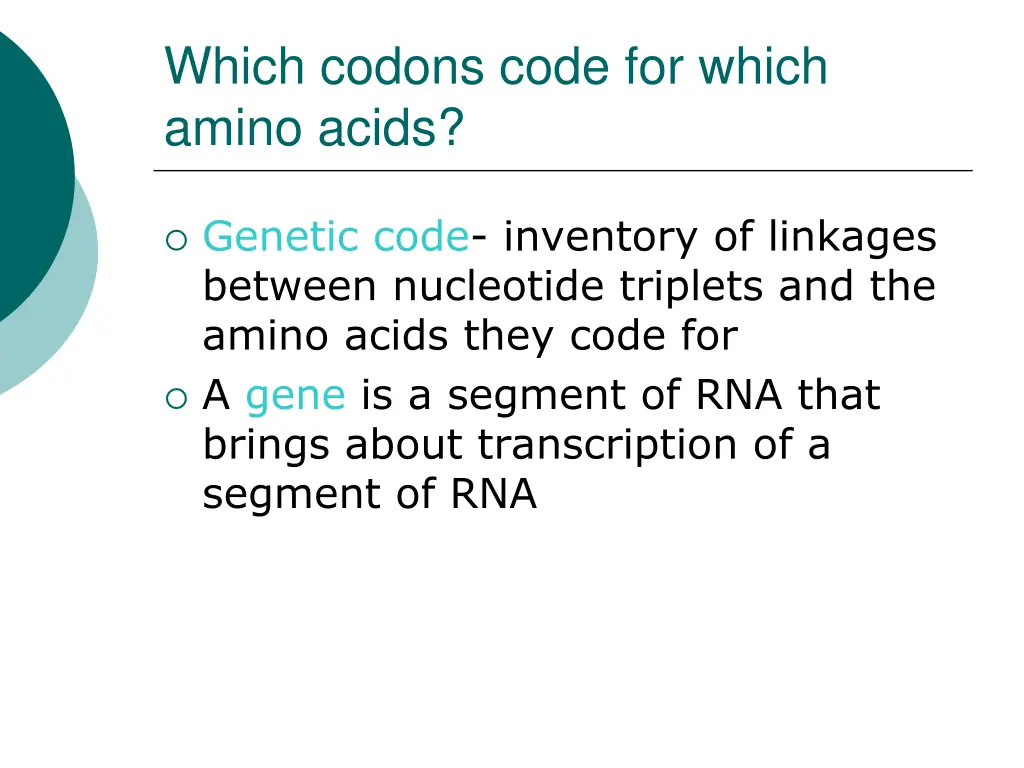 which codons code for which amino acids